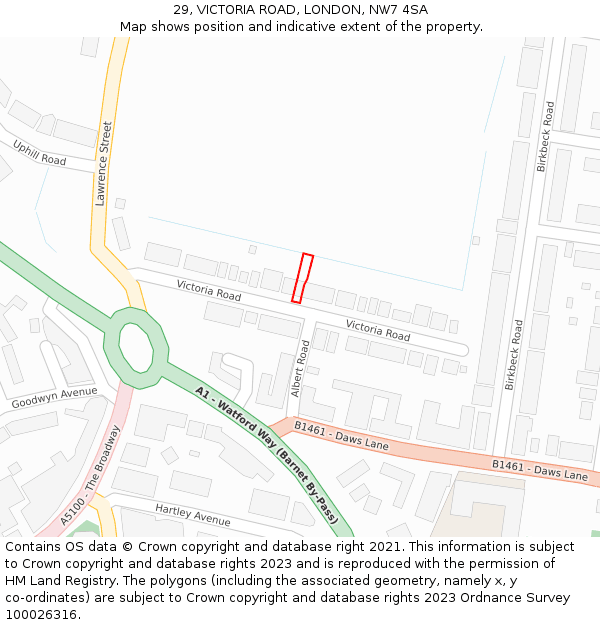 29, VICTORIA ROAD, LONDON, NW7 4SA: Location map and indicative extent of plot
