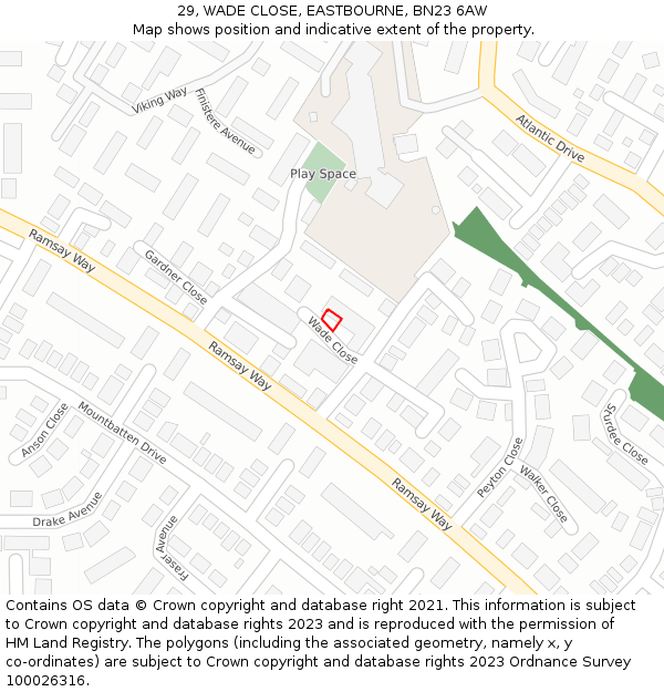 29, WADE CLOSE, EASTBOURNE, BN23 6AW: Location map and indicative extent of plot