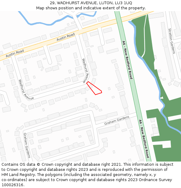 29, WADHURST AVENUE, LUTON, LU3 1UQ: Location map and indicative extent of plot