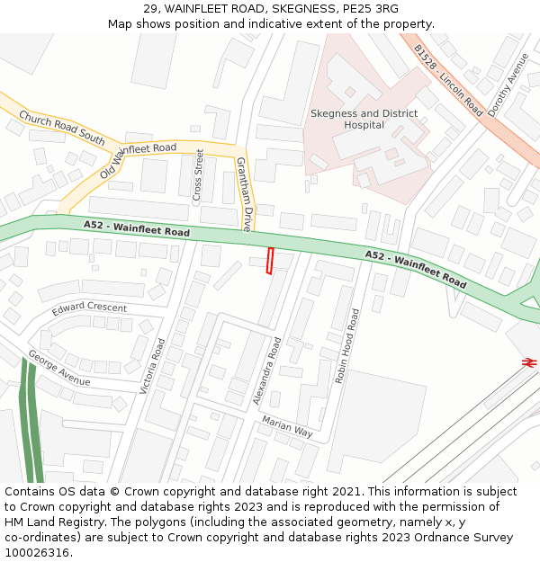 29, WAINFLEET ROAD, SKEGNESS, PE25 3RG: Location map and indicative extent of plot