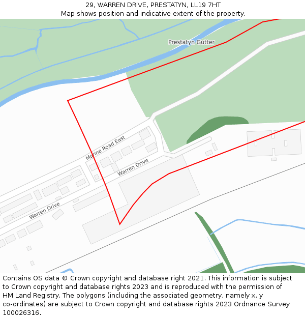29, WARREN DRIVE, PRESTATYN, LL19 7HT: Location map and indicative extent of plot