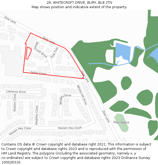 29, WHITECROFT DRIVE, BURY, BL8 2TN: Location map and indicative extent of plot