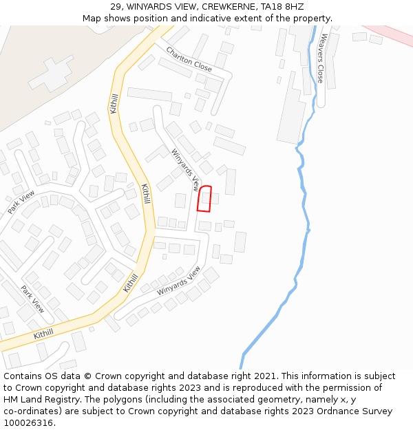 29, WINYARDS VIEW, CREWKERNE, TA18 8HZ: Location map and indicative extent of plot