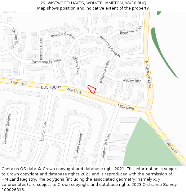 29, WISTWOOD HAYES, WOLVERHAMPTON, WV10 8UQ: Location map and indicative extent of plot