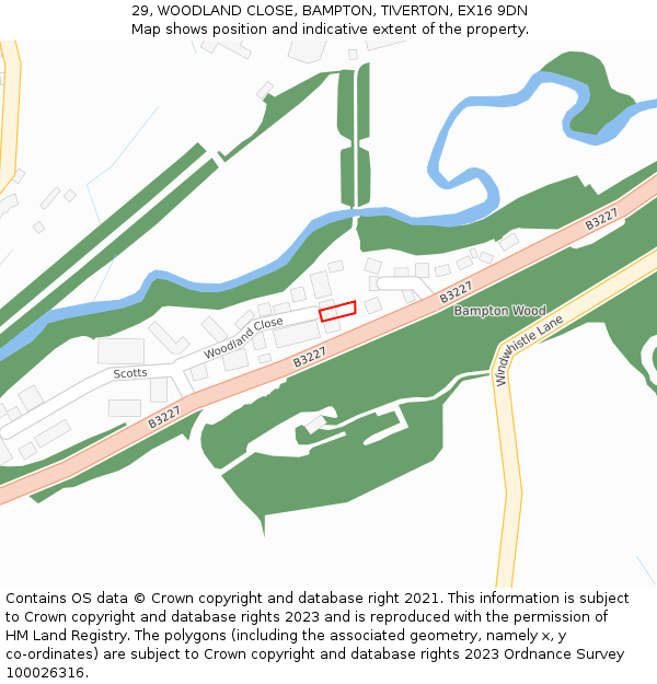 29, WOODLAND CLOSE, BAMPTON, TIVERTON, EX16 9DN: Location map and indicative extent of plot
