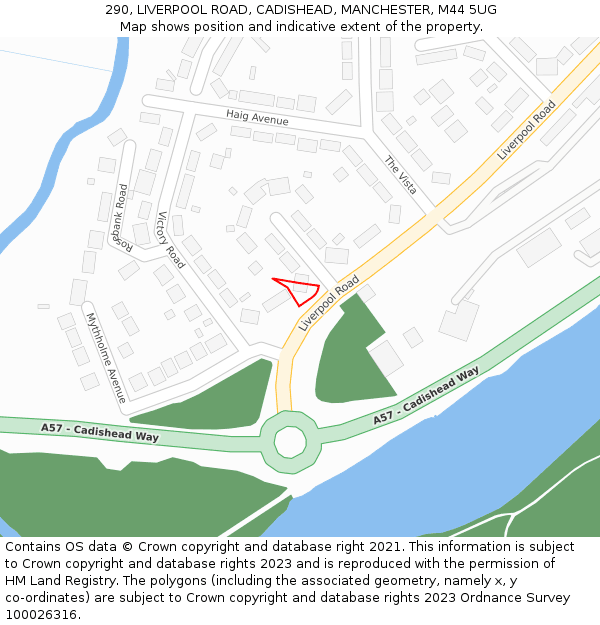 290, LIVERPOOL ROAD, CADISHEAD, MANCHESTER, M44 5UG: Location map and indicative extent of plot