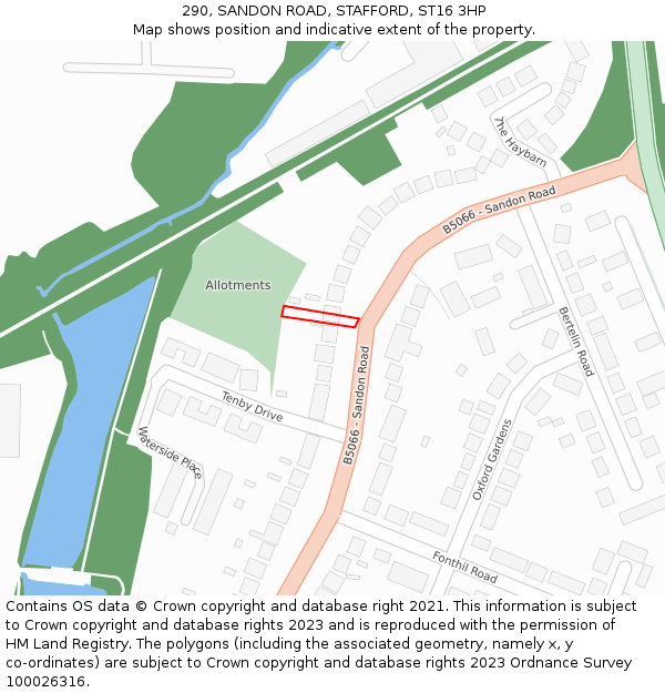 290, SANDON ROAD, STAFFORD, ST16 3HP: Location map and indicative extent of plot