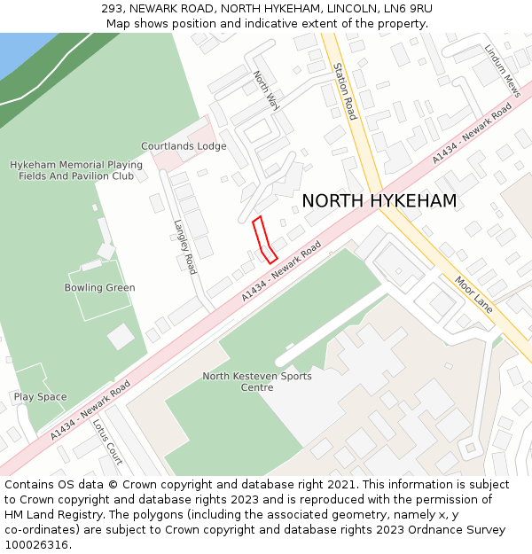 293, NEWARK ROAD, NORTH HYKEHAM, LINCOLN, LN6 9RU: Location map and indicative extent of plot