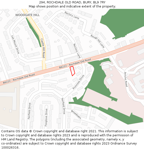 294, ROCHDALE OLD ROAD, BURY, BL9 7RY: Location map and indicative extent of plot