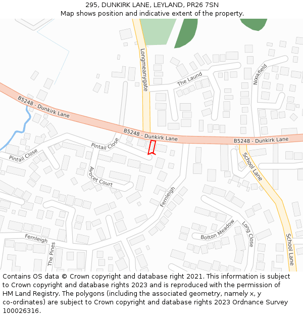 295, DUNKIRK LANE, LEYLAND, PR26 7SN: Location map and indicative extent of plot