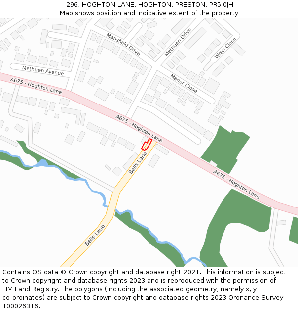 296, HOGHTON LANE, HOGHTON, PRESTON, PR5 0JH: Location map and indicative extent of plot