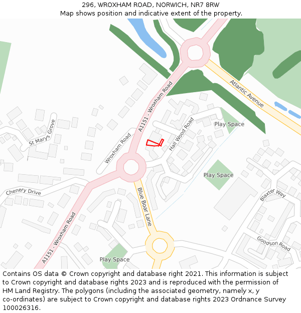 296, WROXHAM ROAD, NORWICH, NR7 8RW: Location map and indicative extent of plot