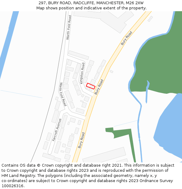 297, BURY ROAD, RADCLIFFE, MANCHESTER, M26 2XW: Location map and indicative extent of plot