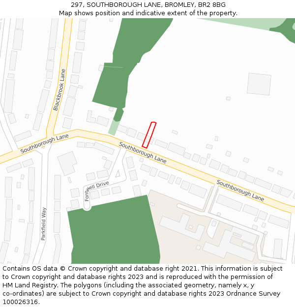297, SOUTHBOROUGH LANE, BROMLEY, BR2 8BG: Location map and indicative extent of plot
