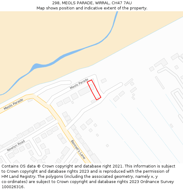 298, MEOLS PARADE, WIRRAL, CH47 7AU: Location map and indicative extent of plot
