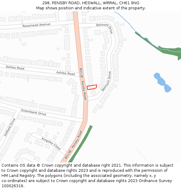 298, PENSBY ROAD, HESWALL, WIRRAL, CH61 9NG: Location map and indicative extent of plot