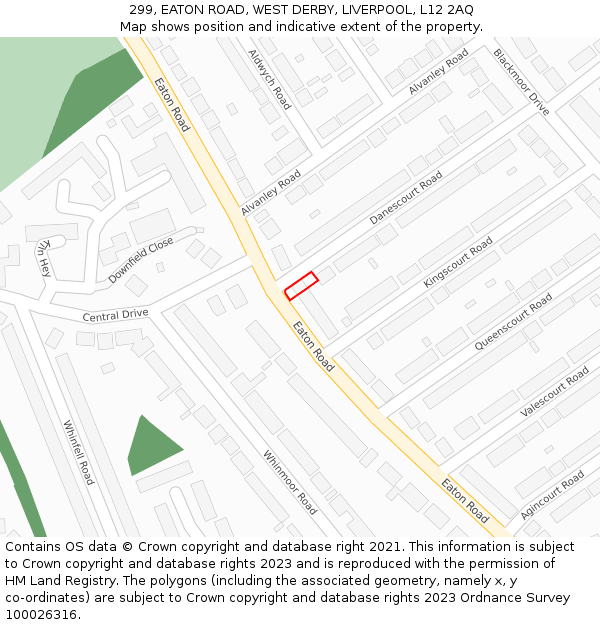 299, EATON ROAD, WEST DERBY, LIVERPOOL, L12 2AQ: Location map and indicative extent of plot