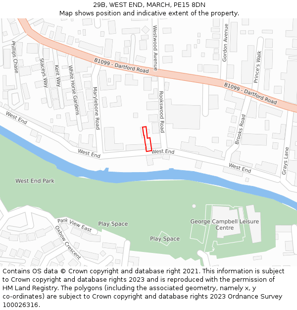 29B, WEST END, MARCH, PE15 8DN: Location map and indicative extent of plot