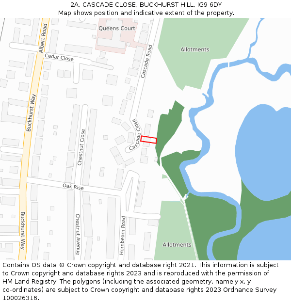 2A, CASCADE CLOSE, BUCKHURST HILL, IG9 6DY: Location map and indicative extent of plot