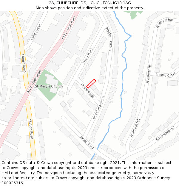 2A, CHURCHFIELDS, LOUGHTON, IG10 1AG: Location map and indicative extent of plot