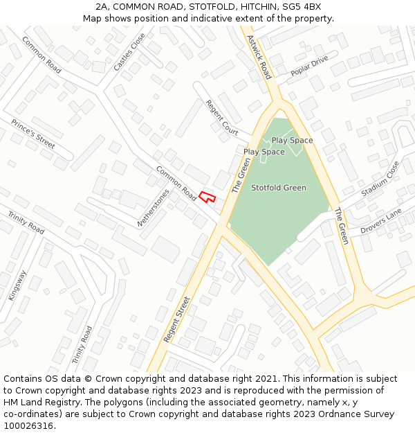 2A, COMMON ROAD, STOTFOLD, HITCHIN, SG5 4BX: Location map and indicative extent of plot