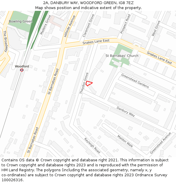 2A, DANBURY WAY, WOODFORD GREEN, IG8 7EZ: Location map and indicative extent of plot