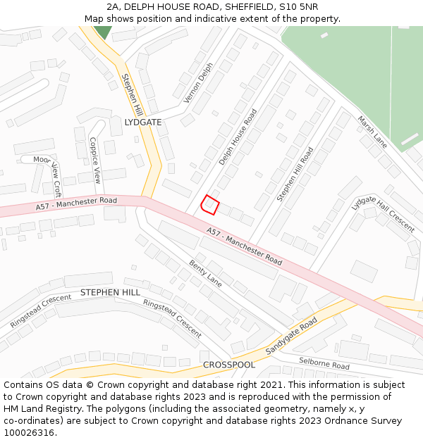 2A, DELPH HOUSE ROAD, SHEFFIELD, S10 5NR: Location map and indicative extent of plot