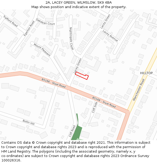 2A, LACEY GREEN, WILMSLOW, SK9 4BA: Location map and indicative extent of plot