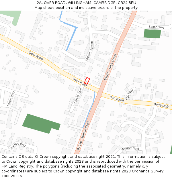 2A, OVER ROAD, WILLINGHAM, CAMBRIDGE, CB24 5EU: Location map and indicative extent of plot