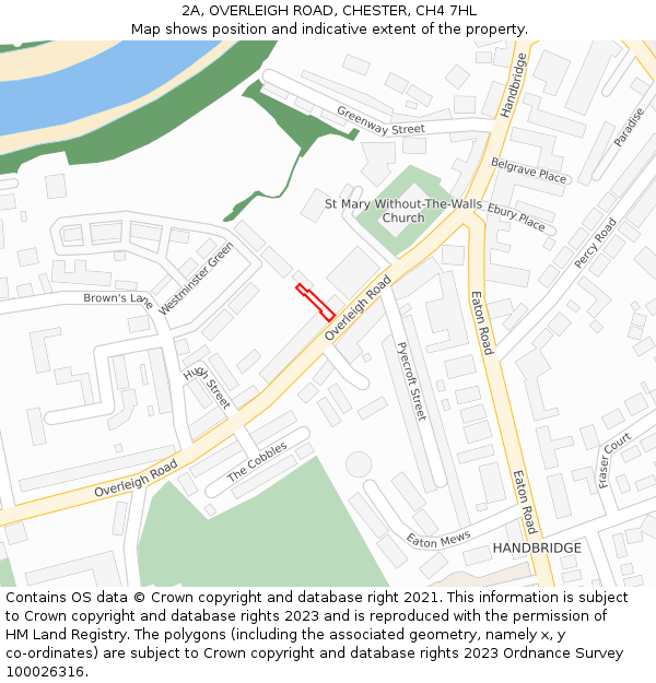 2A, OVERLEIGH ROAD, CHESTER, CH4 7HL: Location map and indicative extent of plot