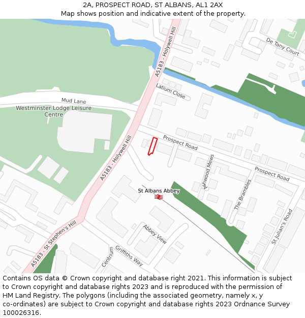 2A, PROSPECT ROAD, ST ALBANS, AL1 2AX: Location map and indicative extent of plot
