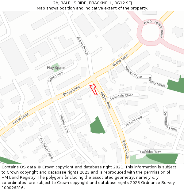 2A, RALPHS RIDE, BRACKNELL, RG12 9EJ: Location map and indicative extent of plot