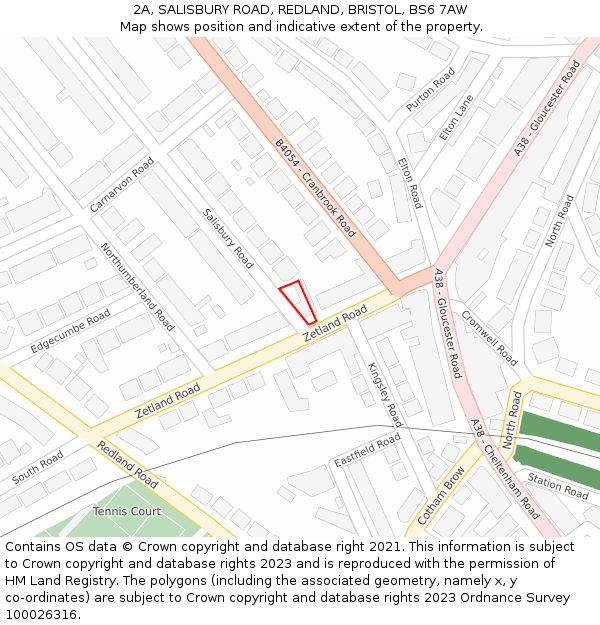 2A, SALISBURY ROAD, REDLAND, BRISTOL, BS6 7AW: Location map and indicative extent of plot