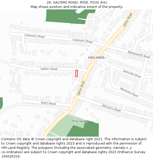 2A, SALTERS ROAD, RYDE, PO33 3HU: Location map and indicative extent of plot