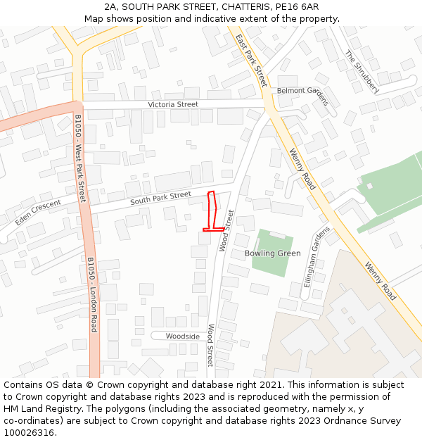 2A, SOUTH PARK STREET, CHATTERIS, PE16 6AR: Location map and indicative extent of plot