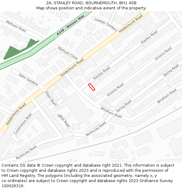 2A, STANLEY ROAD, BOURNEMOUTH, BH1 4SB: Location map and indicative extent of plot