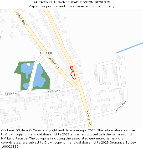 2A, TARRY HILL, SWINESHEAD, BOSTON, PE20 3LW: Location map and indicative extent of plot