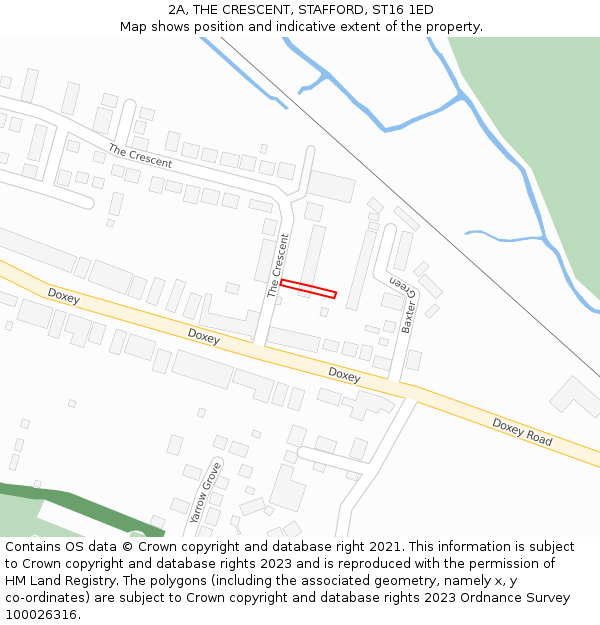 2A, THE CRESCENT, STAFFORD, ST16 1ED: Location map and indicative extent of plot