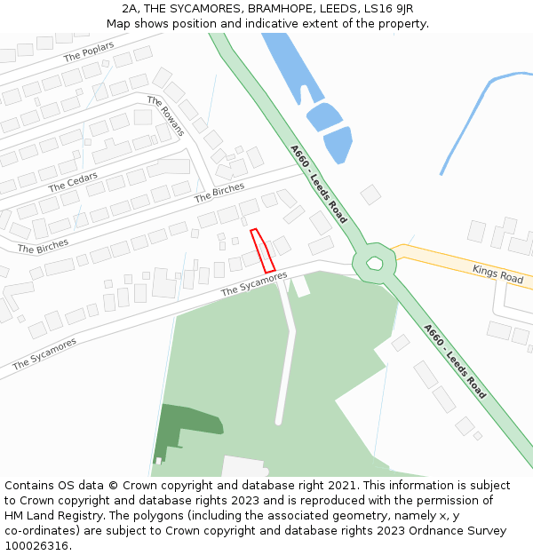 2A, THE SYCAMORES, BRAMHOPE, LEEDS, LS16 9JR: Location map and indicative extent of plot