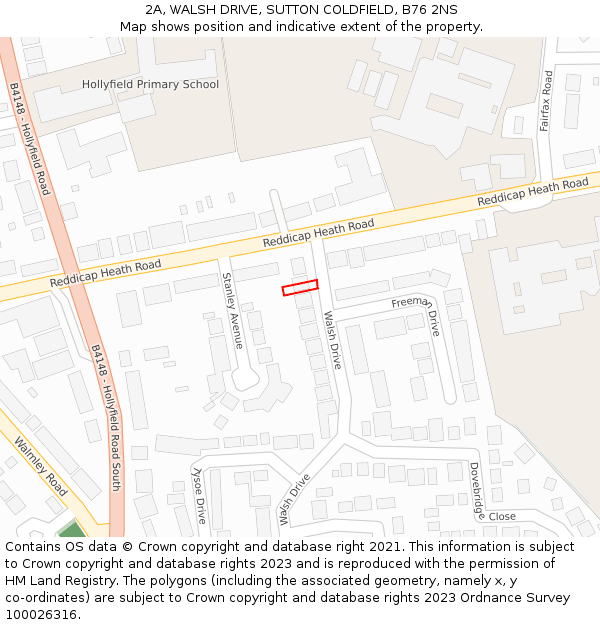2A, WALSH DRIVE, SUTTON COLDFIELD, B76 2NS: Location map and indicative extent of plot