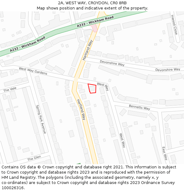 2A, WEST WAY, CROYDON, CR0 8RB: Location map and indicative extent of plot