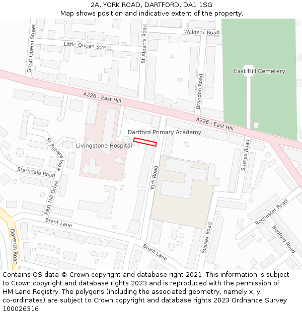 2A, YORK ROAD, DARTFORD, DA1 1SG: Location map and indicative extent of plot