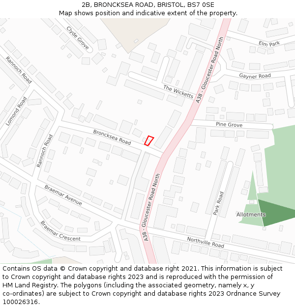 2B, BRONCKSEA ROAD, BRISTOL, BS7 0SE: Location map and indicative extent of plot