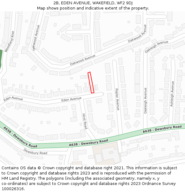 2B, EDEN AVENUE, WAKEFIELD, WF2 9DJ: Location map and indicative extent of plot
