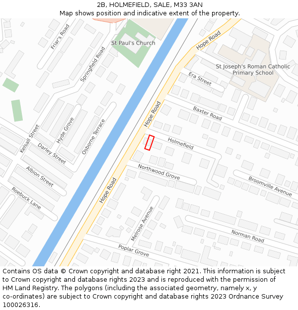 2B, HOLMEFIELD, SALE, M33 3AN: Location map and indicative extent of plot