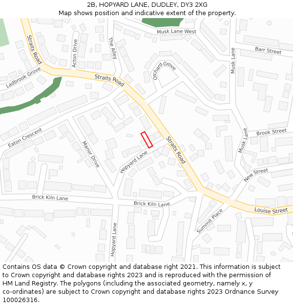 2B, HOPYARD LANE, DUDLEY, DY3 2XG: Location map and indicative extent of plot