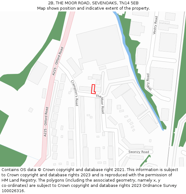 2B, THE MOOR ROAD, SEVENOAKS, TN14 5EB: Location map and indicative extent of plot