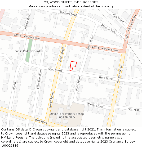 2B, WOOD STREET, RYDE, PO33 2BS: Location map and indicative extent of plot