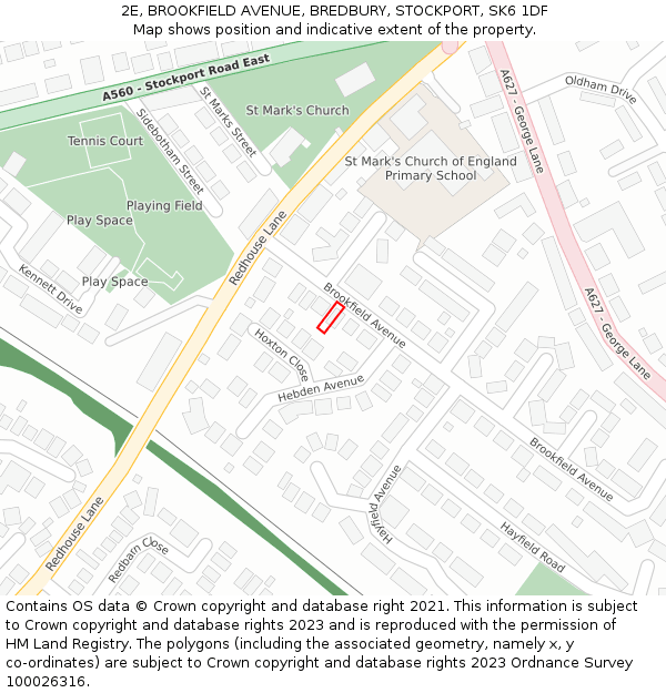2E, BROOKFIELD AVENUE, BREDBURY, STOCKPORT, SK6 1DF: Location map and indicative extent of plot