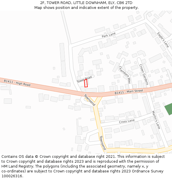 2F, TOWER ROAD, LITTLE DOWNHAM, ELY, CB6 2TD: Location map and indicative extent of plot